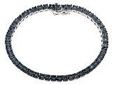 Blue Diamond Rhodium Over Sterling Silver Tennis Bracelet 1.00ctw