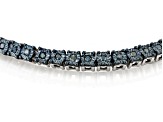 Blue Diamond Rhodium Over Sterling Silver Tennis Bracelet 1.00ctw