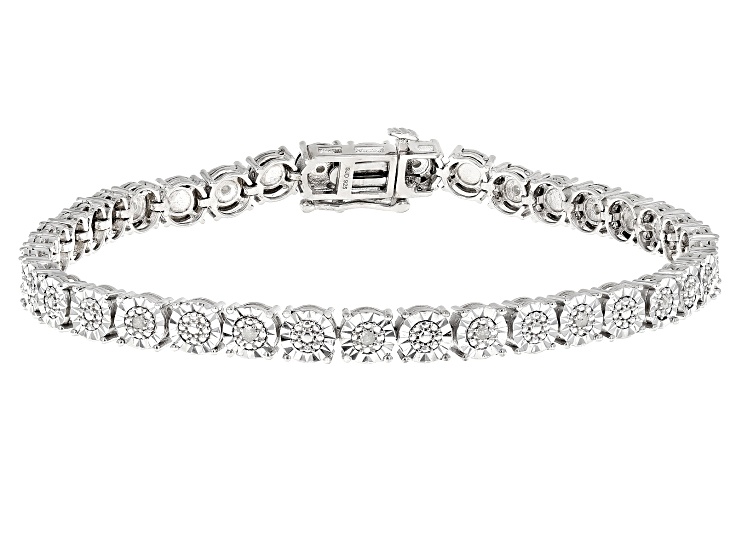 White Diamond Rhodium Over Sterling Silver Tennis Bracelet 0.25ctw