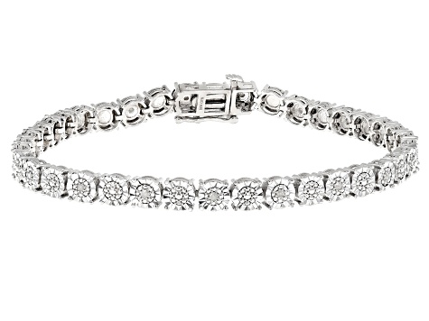 White Diamond Rhodium Over Sterling Silver Tennis Bracelet 0.25ctw