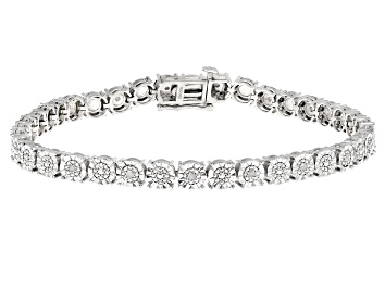 Picture of White Diamond Rhodium Over Sterling Silver Tennis Bracelet 0.25ctw