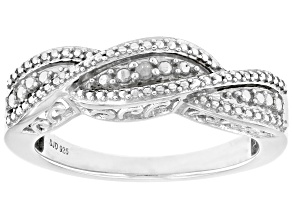 White Diamond Accent Rhodium Over Sterling Silver Band Ring