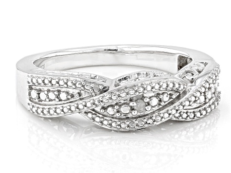 White Diamond Accent Rhodium Over Sterling Silver Band Ring