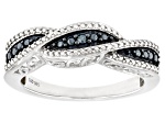 Blue Diamond Accent Rhodium Over Sterling Silver Band Ring