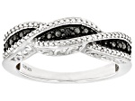Black Diamond Accent Rhodium Over Sterling Silver Band Ring