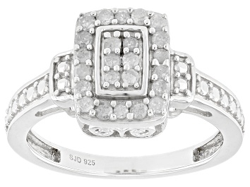 White Lab-Grown Diamond H SI Rhodium Over Sterling Silver Set of 2 Band Rings 0.25ctw