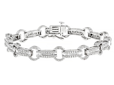 White Diamond Rhodium Over Sterling Silver Tennis Bracelet 0.80ctw