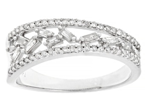 White Diamond Rhodium Over Sterling Silver Band Ring 0.40ctw