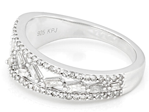 White Diamond Rhodium Over Sterling Silver Band Ring 0.40ctw