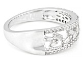 White Diamond Rhodium Over Sterling Silver Band Ring 0.40ctw