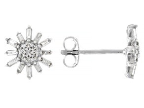 White Diamond Rhodium Over Sterling Silver Cluster Stud Earrings 0.40ctw
