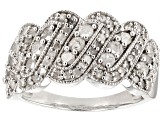 White Diamond Rhodium Over Sterling Silver Wide  Band Ring 1.00ctw