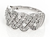 White Diamond Rhodium Over Sterling Silver Wide  Band Ring 1.00ctw