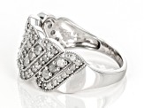 White Diamond Rhodium Over Sterling Silver Wide  Band Ring 1.00ctw