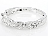 White Diamond Rhodium Over Sterling Silver Crossover Band Ring 0.40ctw