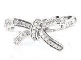 White Diamond Rhodium Over Sterling Silver Bow Ring 0.35ctw