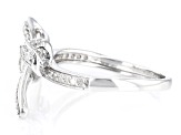 White Diamond Rhodium Over Sterling Silver Bow Ring 0.35ctw