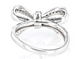 White Diamond Rhodium Over Sterling Silver Bow Ring 0.35ctw