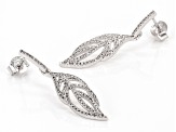 White Diamond Rhodium Over Sterling Silver Feather Dangle Earrings 0.25ctw