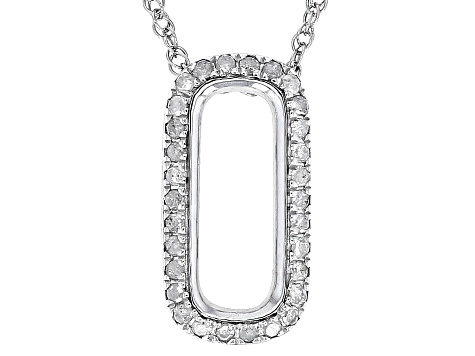 White Diamond Rhodium Over Sterling Silver Slide Pendant With 18" Rope Chain 0.15ctw