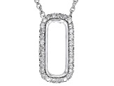 White Diamond Rhodium Over Sterling Silver Slide Pendant With 18" Rope Chain 0.15ctw