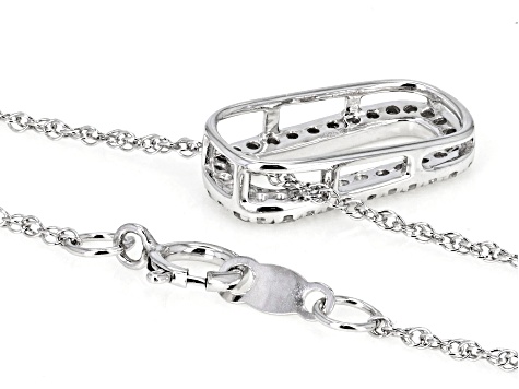 White Diamond Rhodium Over Sterling Silver Slide Pendant With 18" Rope Chain 0.15ctw