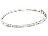 White Diamond Rhodium Over Sterling Silver Bangle Bracelet 0.15ctw