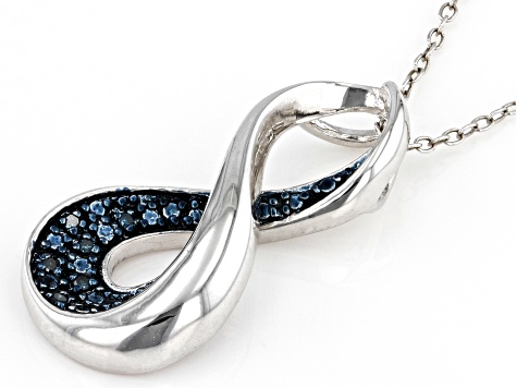 Blue Diamond Accent Rhodium Over Sterling Silver Slide Pendant