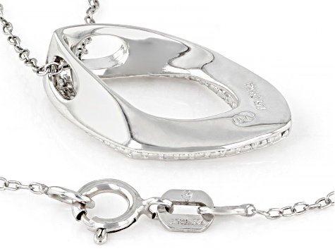 White Diamond Accent Rhodium Over Sterling Silver Slide Pendant With 18" Cable Chain
