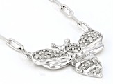 White Diamond Rhodium Over Sterling Silver Bee Necklace 0.15ctw