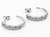 White Diamond Accent Rhodium Over Sterling Silver J-Hoop Earrings