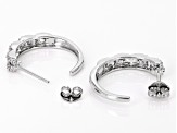 White Diamond Accent Rhodium Over Sterling Silver J-Hoop Earrings