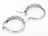 Black And White Diamond Accent Rhodium Over Sterling Silver Hoop Earrings