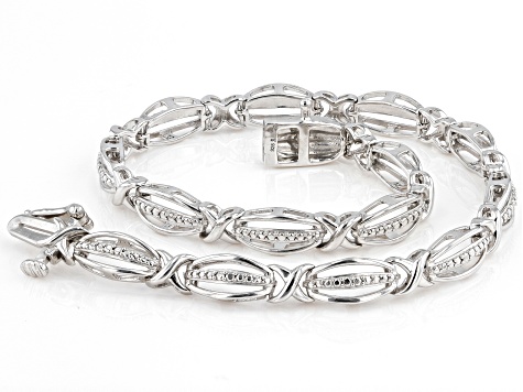 White Diamond Accent Rhodium Over Sterling Silver Tennis Bracelet