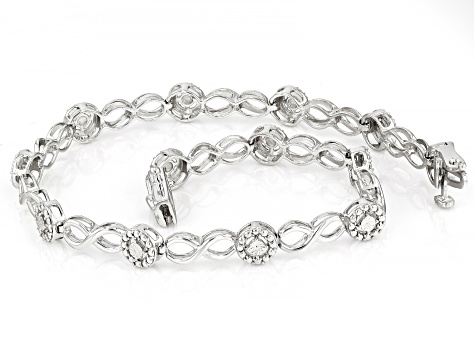 White Diamond Accent Rhodium Over Sterling Silver Tennis Bracelet