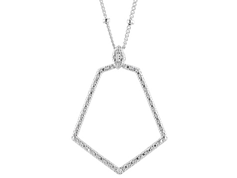 White Diamond Accent Rhodium Over Sterling Silver Drop Pendant With 18" Rolo Chain