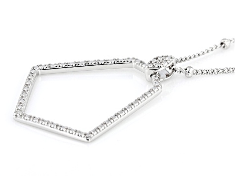 White Diamond Accent Rhodium Over Sterling Silver Drop Pendant With 18" Rolo Chain