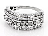 White Diamond Rhodium Over Sterling Silver Band Ring 0.60ctw