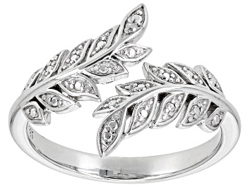 Picture of White Diamond Accent Rhodium Over Sterling Silver Bypass Ring