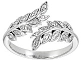 White Diamond Accent Rhodium Over Sterling Silver Bypass Ring