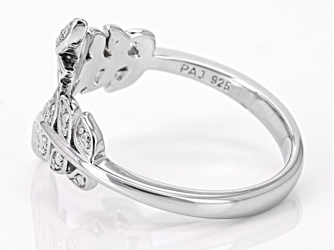 White Diamond Accent Rhodium Over Sterling Silver Bypass Ring