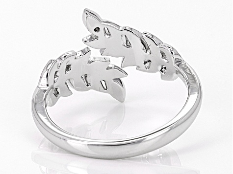 White Diamond Accent Rhodium Over Sterling Silver Bypass Ring