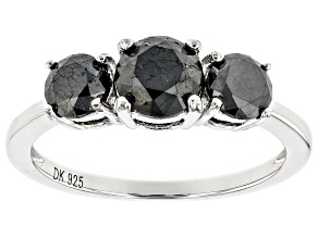 Black Diamond Rhodium Over Sterling Silver 3-Stone Ring 2.00ctw