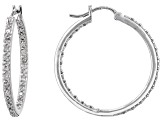 White Diamond Rhodium Over Sterling Silver Hoop Earrings 0.50ctw