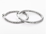 White Diamond Rhodium Over Sterling Silver Hoop Earrings 0.50ctw