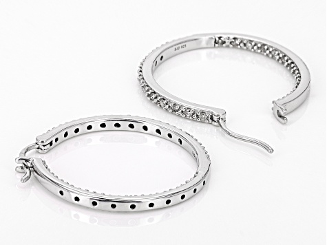 White Diamond Rhodium Over Sterling Silver Hoop Earrings 0.50ctw