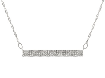 Picture of White Diamond Rhodium Over Sterling Silver Bar Necklace 0.25ctw