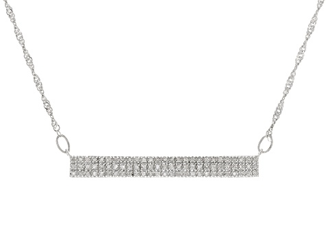 White Diamond Rhodium Over Sterling Silver Bar Necklace 0.25ctw