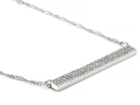 White Diamond Rhodium Over Sterling Silver Bar Necklace 0.25ctw