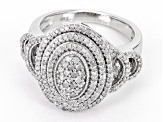 White Diamond Rhodium Over Sterling Silver Cluster Ring 0.75ctw